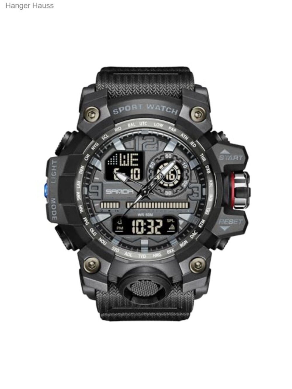 Men's Sports Military Watch Waterproof LED Alarm Multifunction Date Stopwatch